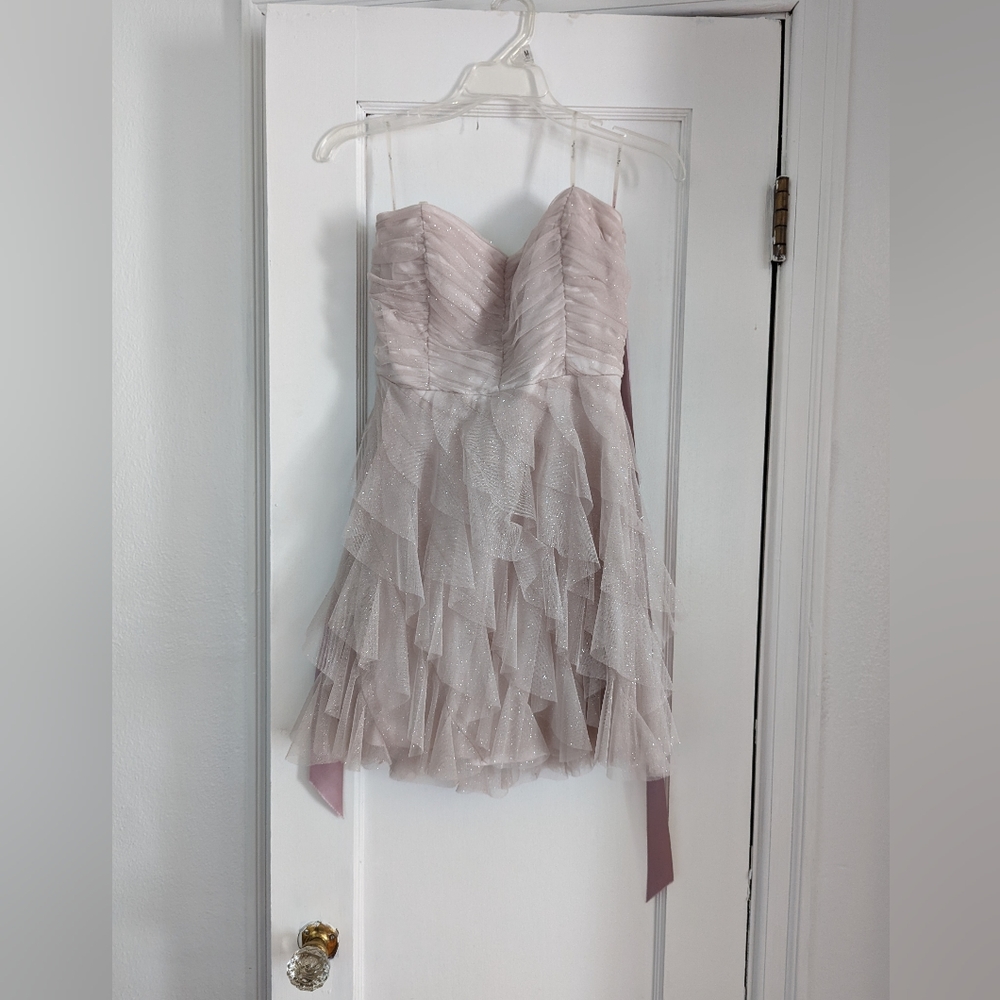 Champagne, Strapless formal midi,  size 7